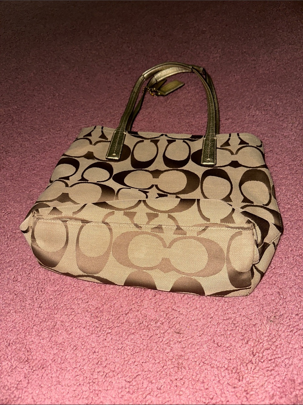 Coach Metallic-Trim Signature Tote in Brown and Gold - Picture 5 of 5